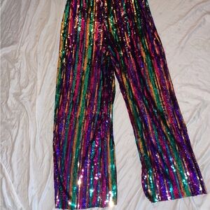 Multicolor Sequin Striped Pants jumpsuit